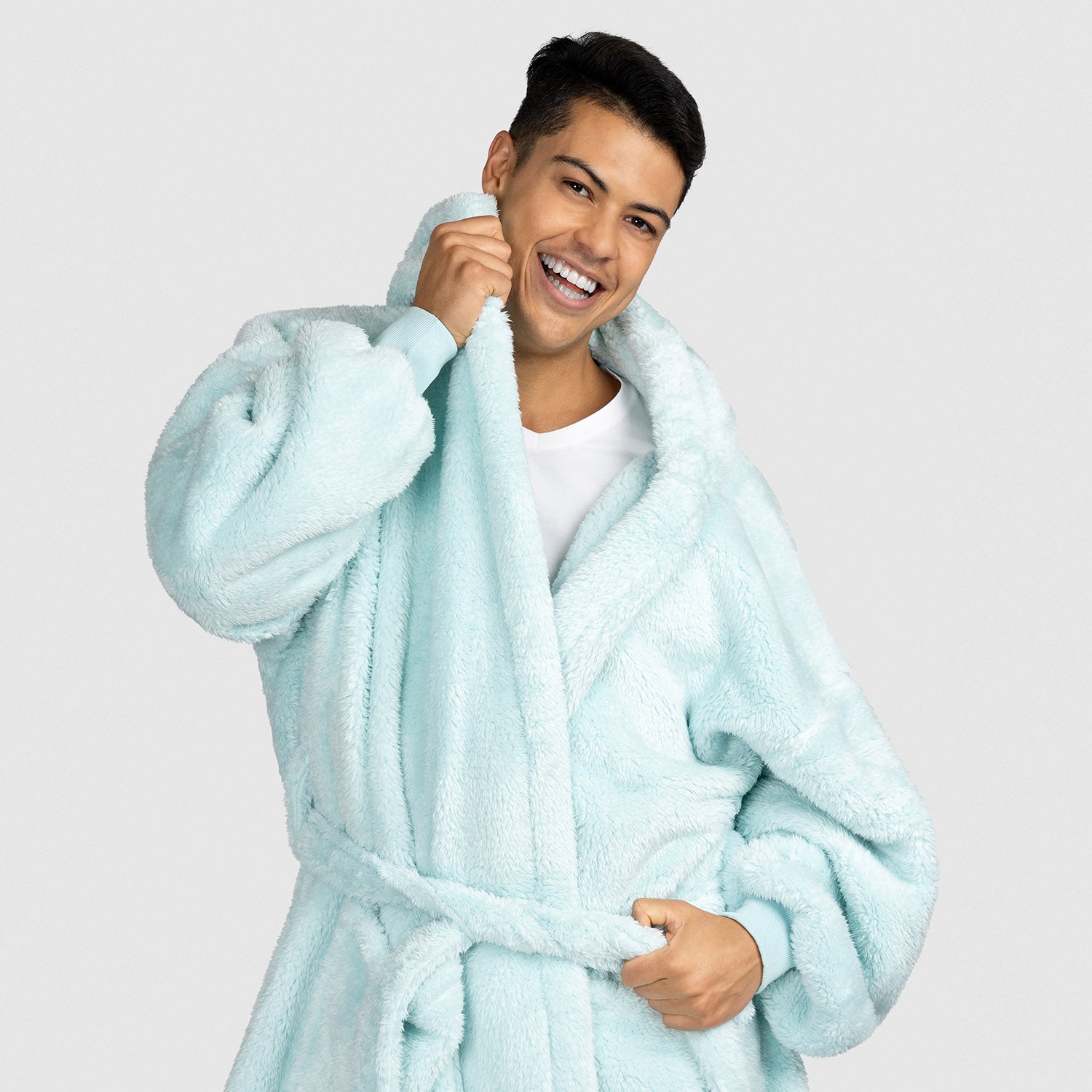 Loganberry Fluffy Cotton Chenille Shawl Collar Wrap Over Dressing Gown